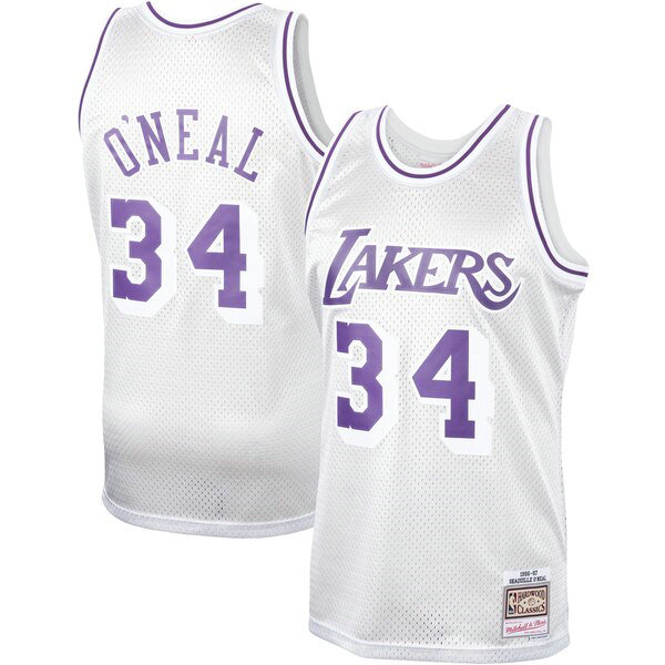 Maillot nba Los Angeles Lakers Classics Platinum Swingman Homme Shaquille O'Neal 34 Blanc